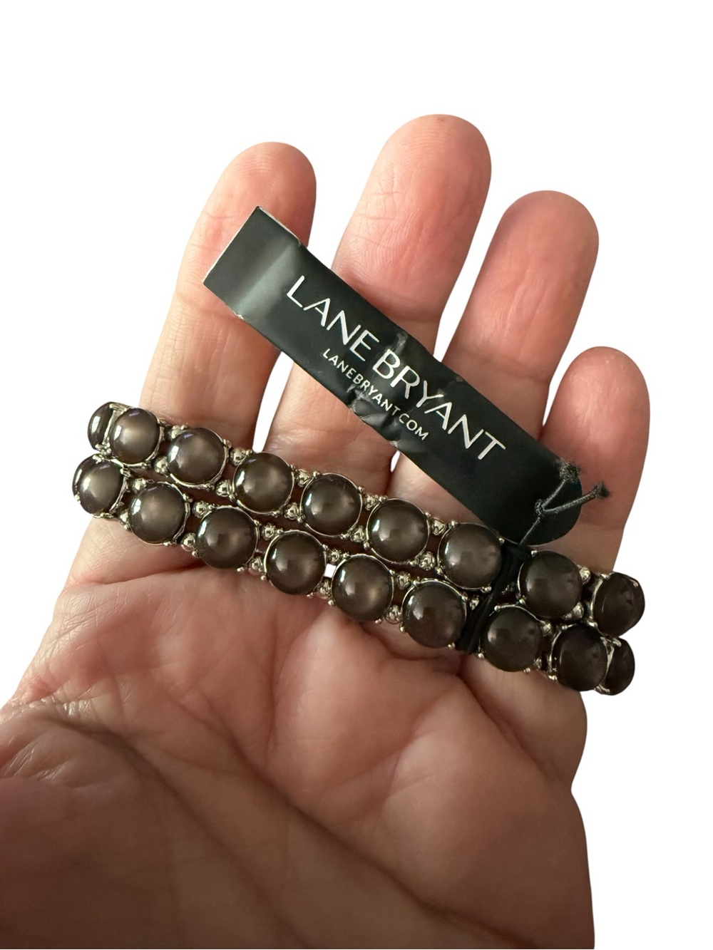 Lane Bryant stone&silver double row stretch bracelet from Witch’s estate sale